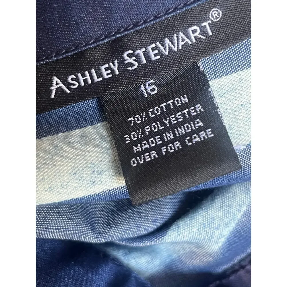 Ashley Stewart Women's Blue Denim Maxi Dress SZ 16 Button Up Long Sleeve Pockets - Picture 14 of 16